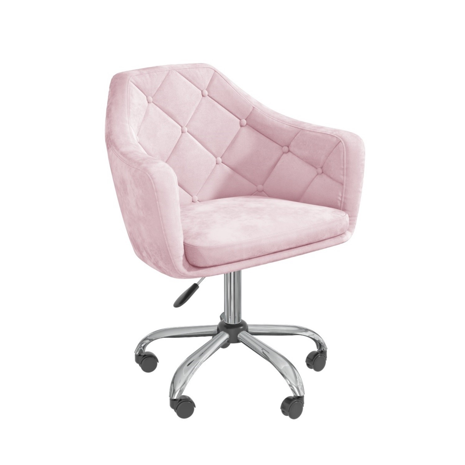 Pink Velvet Office Swivel Chair With Button Back Marley