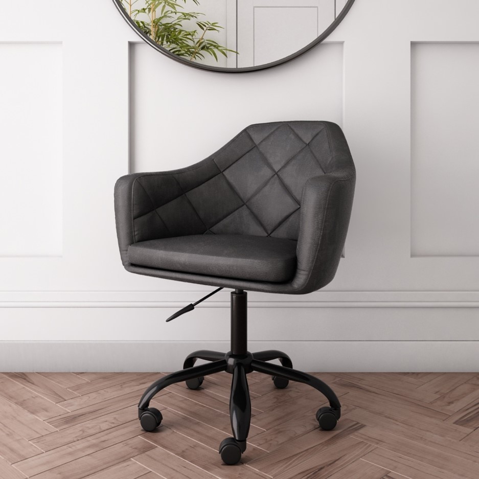 Dark Grey Faux Leather Office Chair with Swivel Base Marley
