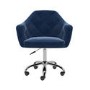 Navy Velvet Button Back Office Chair with Arms - Marley