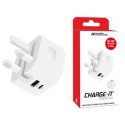 MRM02430 CHARGE-iT Foldable 38W Dual Mains Charger - White