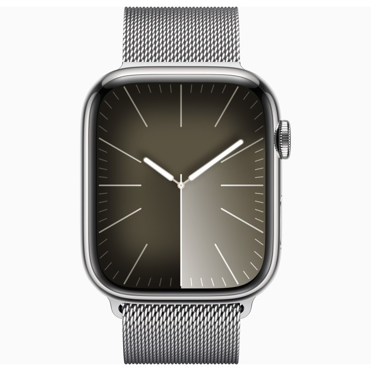 Apple Watch Series 9 GPS + Cellular 41mm Silver Stainless Steel Case with Silver Milanese Loop
