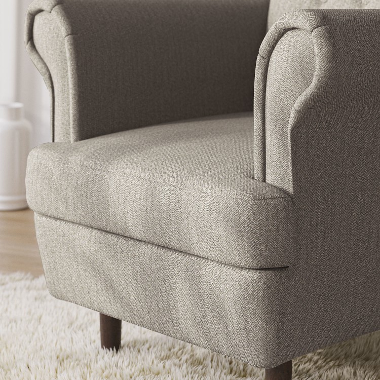Mink Herringbone Fabric Wingback Armchair - Martha