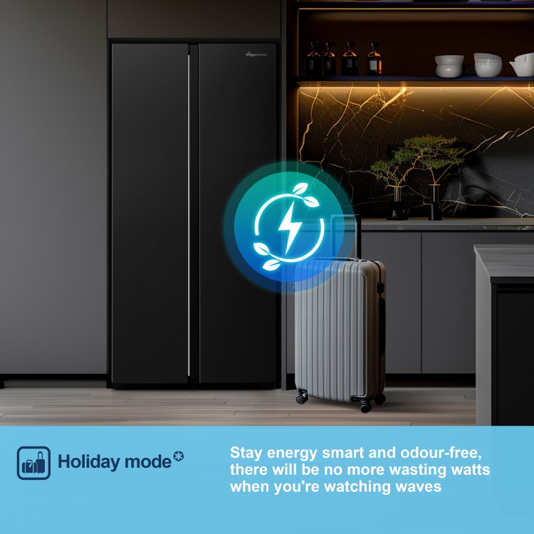 Fridgemaster 441 Litre Side-By-Side American Fridge Freezer - Black