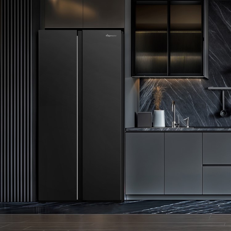 Fridgemaster 441 Litre Side-By-Side American Fridge Freezer - Black