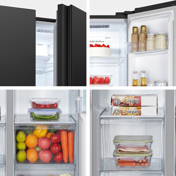 Fridgemaster 441 Litre Side-By-Side American Fridge Freezer - Black