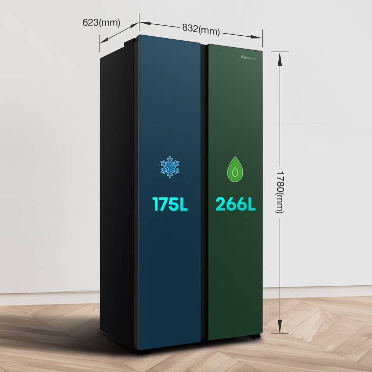 Fridgemaster 441 Litre Side-By-Side American Fridge Freezer - Black