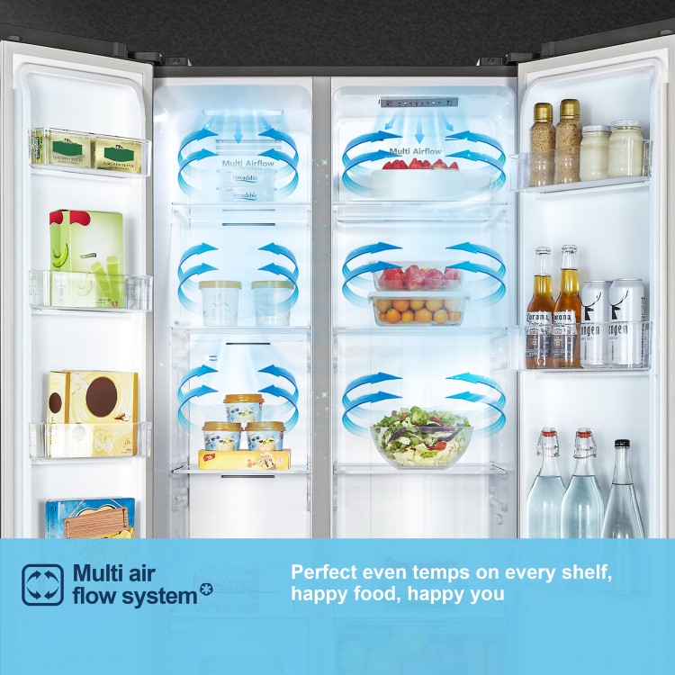 Fridgemaster 441 Litre Side-By-Side American Fridge Freezer - Black