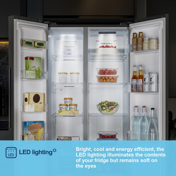 Fridgemaster 441 Litre Side-By-Side American Fridge Freezer - Black