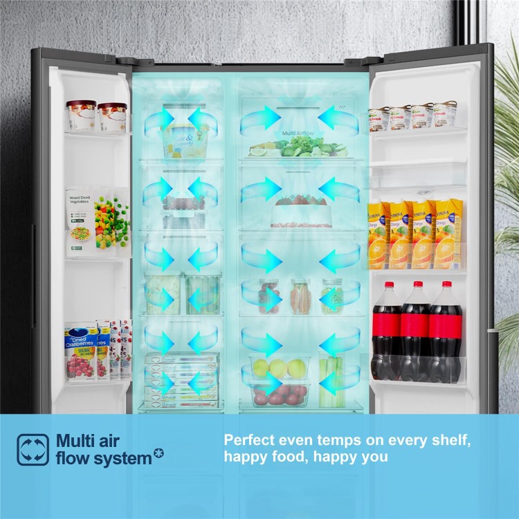 Fridgemaster 544 Litre Side-by-Side American Fridge Freezer - Black