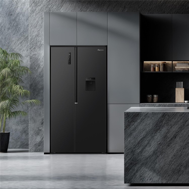 Fridgemaster 544 Litre Side-by-Side American Fridge Freezer - Black