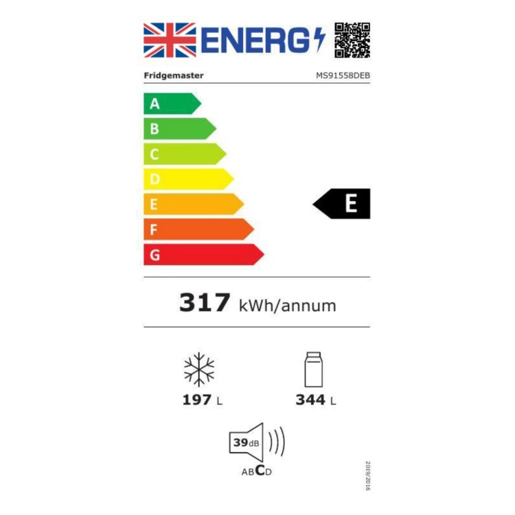 Fridgemaster 544 Litre Side-by-Side American Fridge Freezer - Black