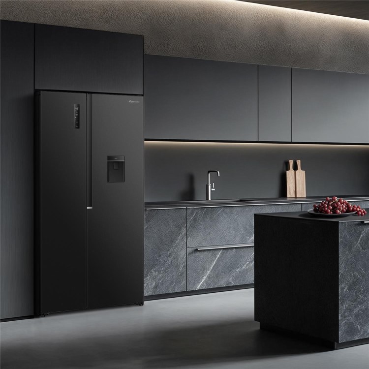 Fridgemaster 544 Litre Side-by-Side American Fridge Freezer - Black
