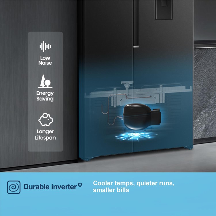 Fridgemaster 544 Litre Side-by-Side American Fridge Freezer - Black