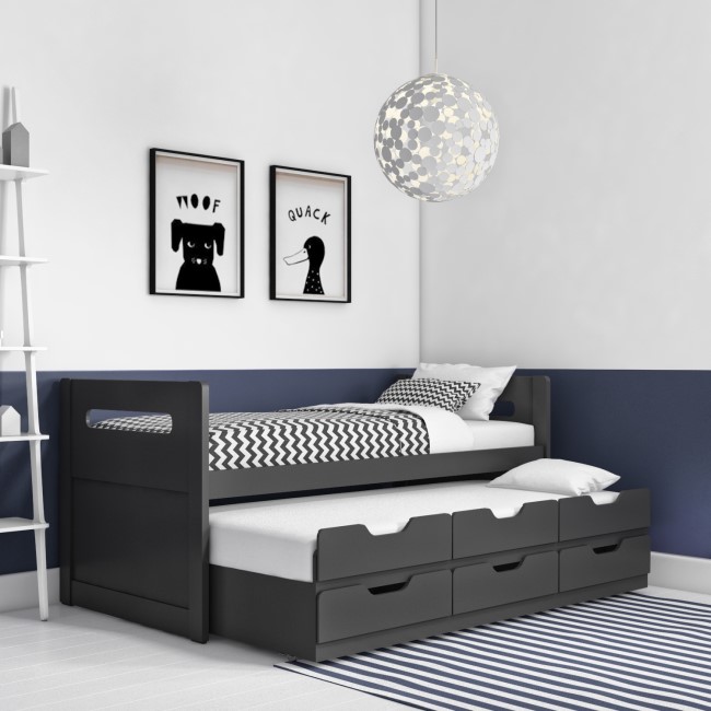 Matisse Captain's Guest Bed in Dark Grey/Anthracite - Trundle Bed Included