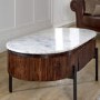 Mango Wood Oval Fluted Coffee Table With Marble Top - Opal