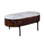 Mango Wood Oval Fluted Coffee Table With Marble Top - Opal