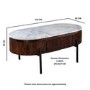 Mango Wood Oval Fluted Coffee Table With Marble Top - Opal