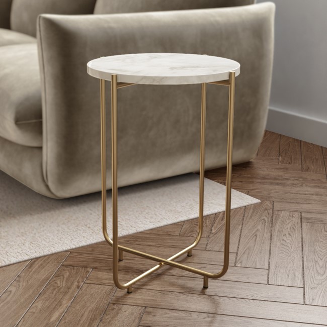 Round White Marble Side Table - Martina
