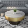 Marble Coffee Table in White with Gold and Black Base - Martina
