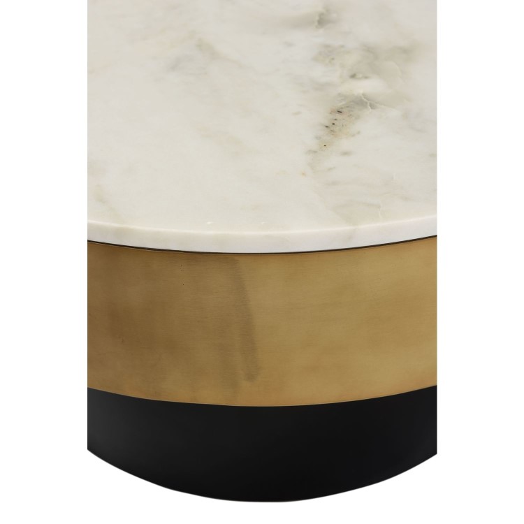 Marble Coffee Table in White with Gold and Black Base - Martina