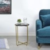 Black Marble Side Table with Gold Legs - Round