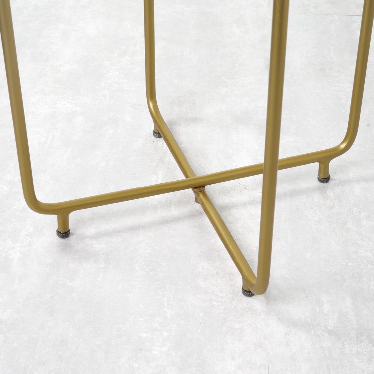 Black Marble Side Table with Gold Legs - Round
