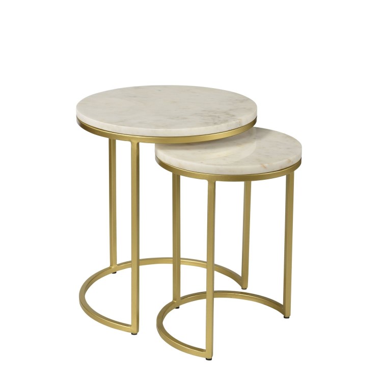 Round White Marble Nest of Side Tables - Martina