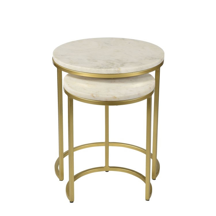 Round White Marble Nest of Side Tables - Martina