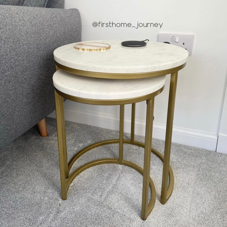 Round White Marble Nest of Side Tables - Martina