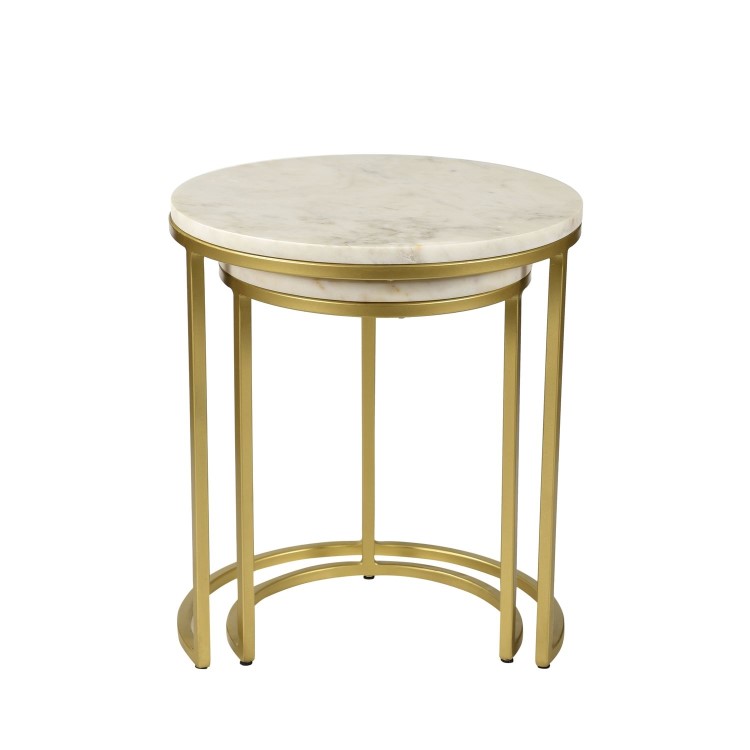 Round White Marble Nest of Side Tables - Martina