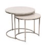 Large White Marble Nesting Tables with Silver Base - Set of 2 - Martina