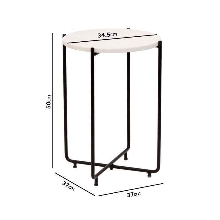 Round White Marble Side Table - Martina