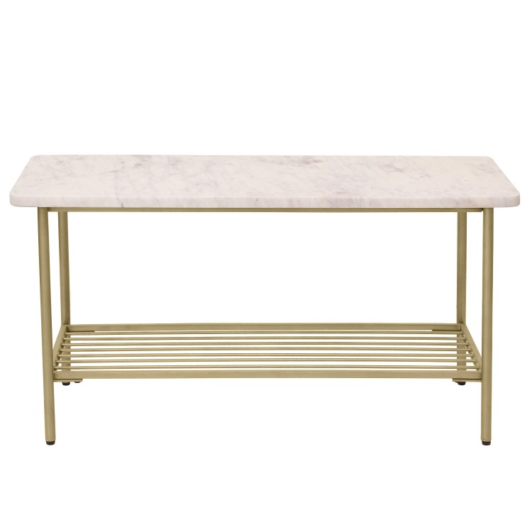 White Marble Hallway Bench with Shoe Rack - Seats 3 - Martina