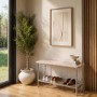 White Marble Hallway Bench with Shoe Rack - Martina