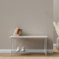 White Marble Hallway Bench with Shoe Rack - Martina White Marble Hallway Bench with Shoe Rack - Martina