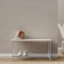 White Marble Hallway Bench with Shoe Rack - Martina