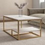 Large Rectangle White Marble Coffee Table with Storage - Martina