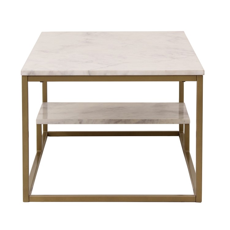 Large Rectangle White Marble Coffee Table with Storage - Martina