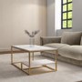 Large Rectangle White Marble Coffee Table with Storage - Martina