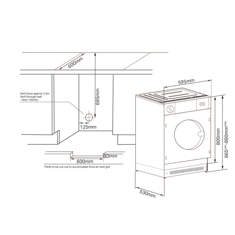 Montpellier MTDI7S 7kg Integrated Vented Tumble Dryer