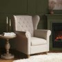 Beige Woven Fabric Wingback Armchair - Martha