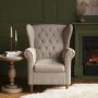 Beige Woven Fabric Wingback Armchair - Martha