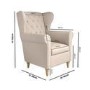Beige Woven Fabric Wingback Armchair - Martha