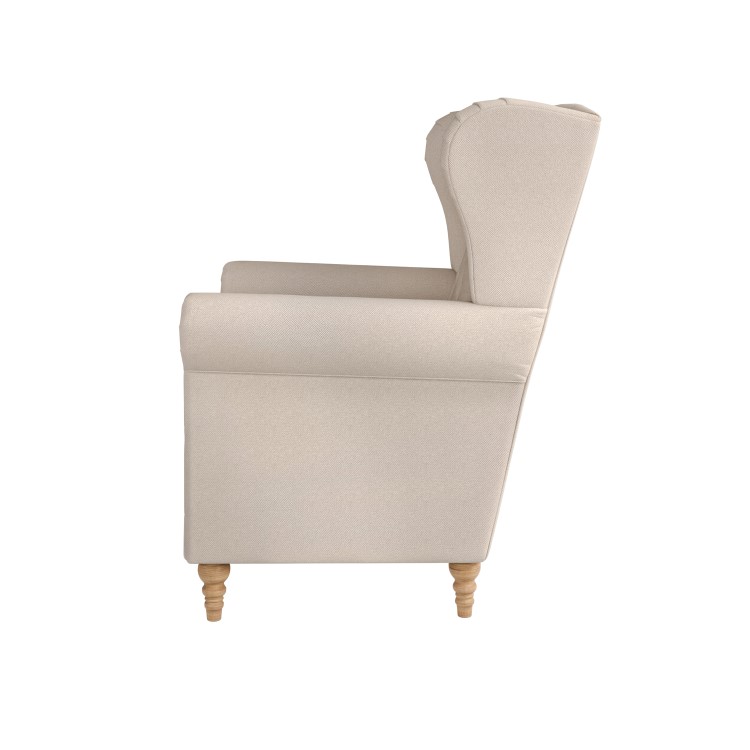 Beige Woven Fabric Wingback Armchair - Martha