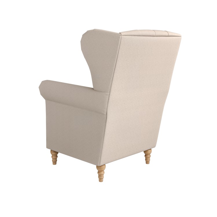 Beige Woven Fabric Wingback Armchair - Martha