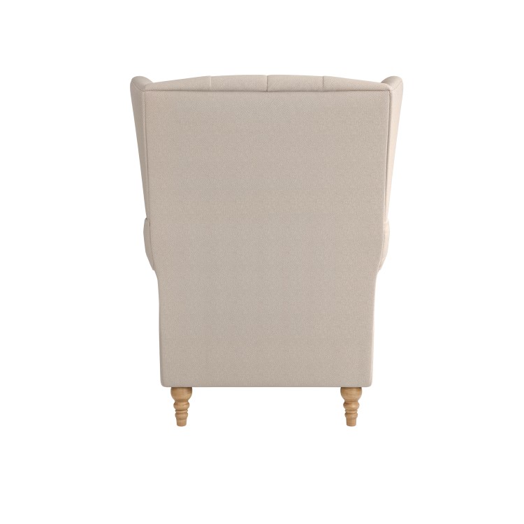 Beige Woven Fabric Wingback Armchair - Martha