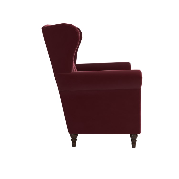 Burgundy Velvet Wingback Armchair - Martha