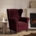MTH002 Burgundy Velvet Wingback Armchair - Martha