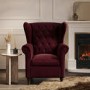 Burgundy Velvet Wingback Armchair - Martha