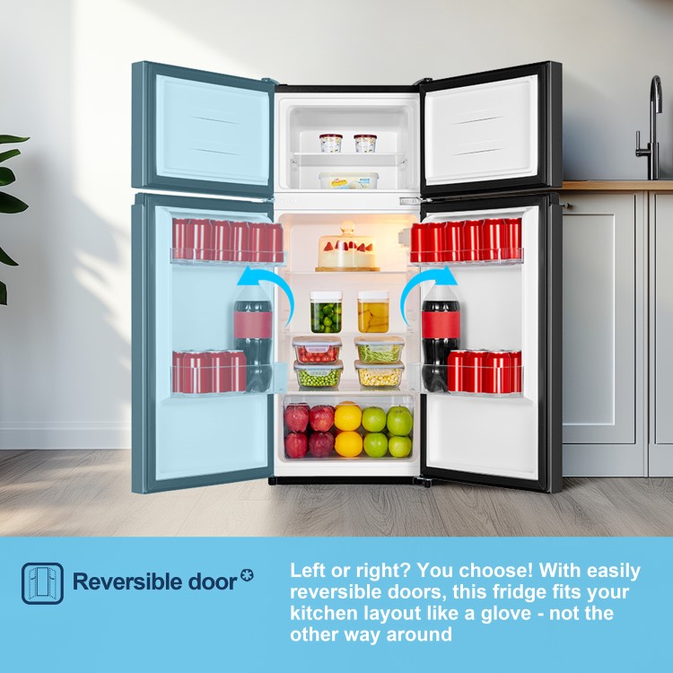 Fridgemaster 124 Litre 80/20 Top Mount Freestanding Fridge Freezer - Black